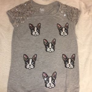 Justice sparkling grey dog t-shirt
